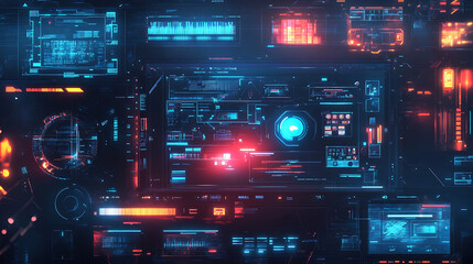 Fototapeta premium Game stream frames, Glow theme for live conference of gaming streamers, hud frame twitch streaming media gamer broadcast webcam box video screen, garish vector illustration of game screen futuristic