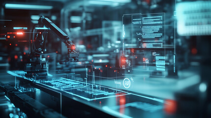 Industrial technology concept, Communication network, INDUSTRY 4, 0, Factory automation