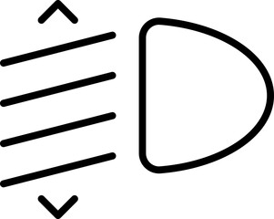 Headlight, light indicator dashboard icon. Vector high beam. Car light symbol. icons of vehicle dashboard indicators. Such symbols include high and low beam and adjustable headlight symbol.