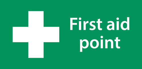 First aid post box point green sign icon