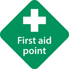 First aid post box point green sign icon