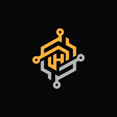 Free Vector Technology Based Logo With Letter H