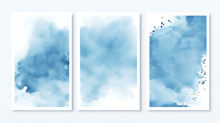 light cyan blue watercolor wet wash splash 5x7 invitation card background template collection