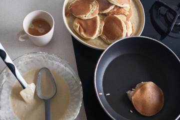 sunday breakfast with pancakes and coffee