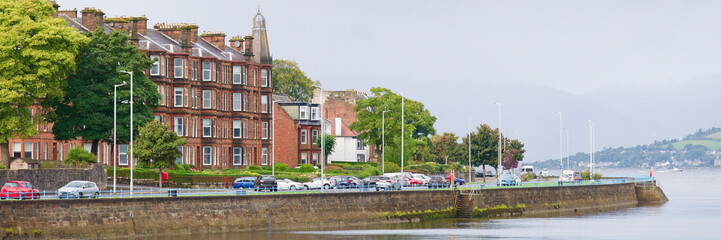 Greenock promenade houses looking onto the Firth of Clyde