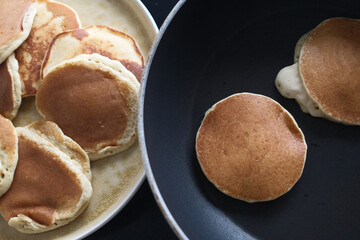 sunday breakfast with pancakes and coffee