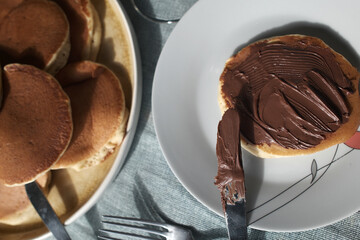 sunday breakfast with pancakes and coffee