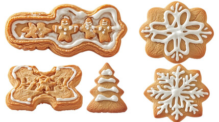 Gingerbread Cookies Shaped Like Men Snowflakes and Christmas Trees Generative AI