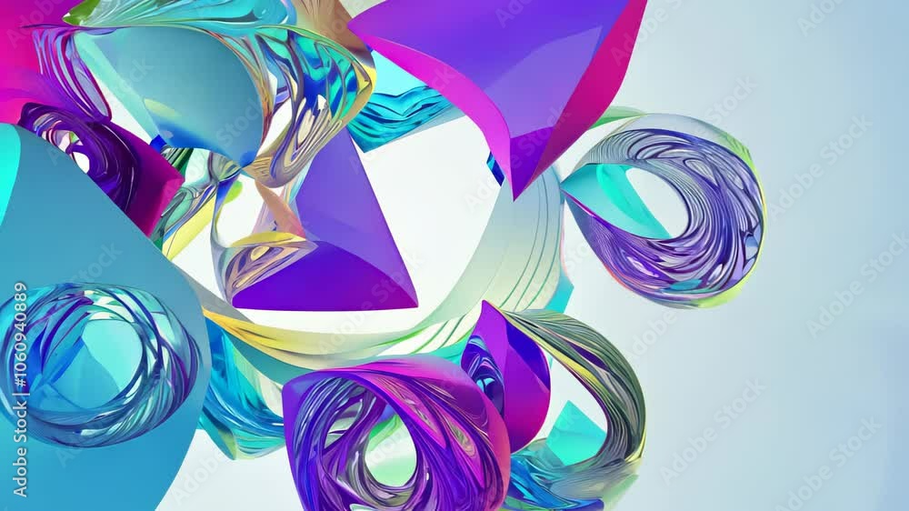 Aufkleber geometric shapes in vibrant colors with a futuristic style, creating a dynamic visual