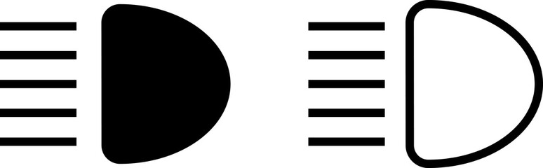Headlight, light indicator dashboard icon. Vector high beam. Car light symbol. icons of vehicle dashboard indicators. Such symbols include high and low beam and adjustable headlight symbol.