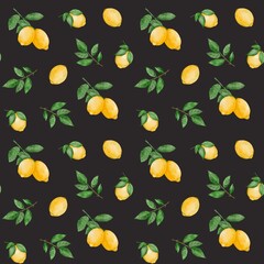 Lemons seamless patterns for fabric design, food patterns, fruits patterns, lemons pattern, kitchen print