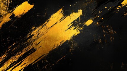 Striking Gold Brushstrokes on Black Background