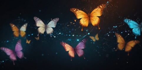  Financial innovation and freedom digital butterfly in a fintech network abstract concept