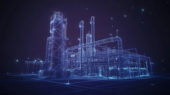 Oil production low poly wireframe banner template, Polygonal naphtha industry, earth mining, mineral resource extraction mesh art illustration, 3D oil refinery, plant equipment with connected dots