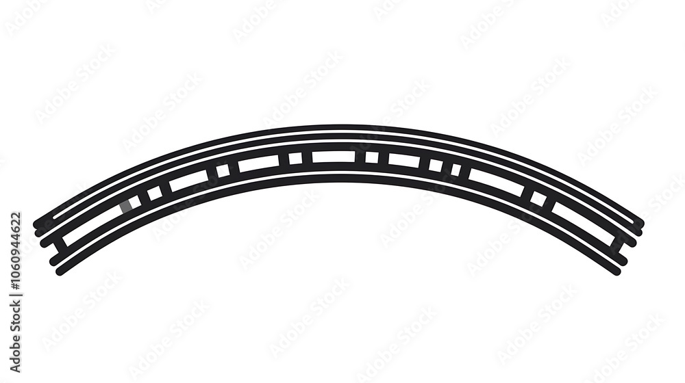 Poster Railway train track vector route, Rail pattern round circular curve railroad path icon, white background