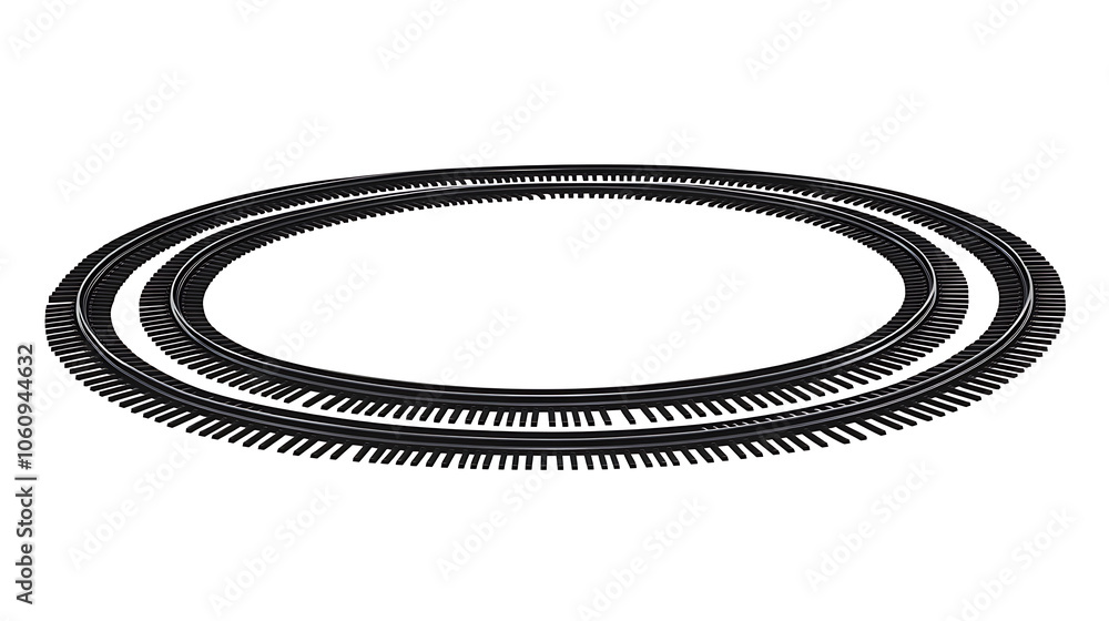 Poster Railway train track vector route, Rail pattern round circular curve railroad path icon, white background