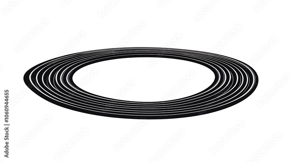 Poster Railway train track vector route, Rail pattern round circular curve railroad path icon, white background