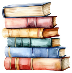 Books Watercolor clipart isolated
