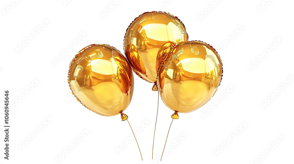 Aufkleber set of elegant gold balloons isolated on a transparent background generative ai