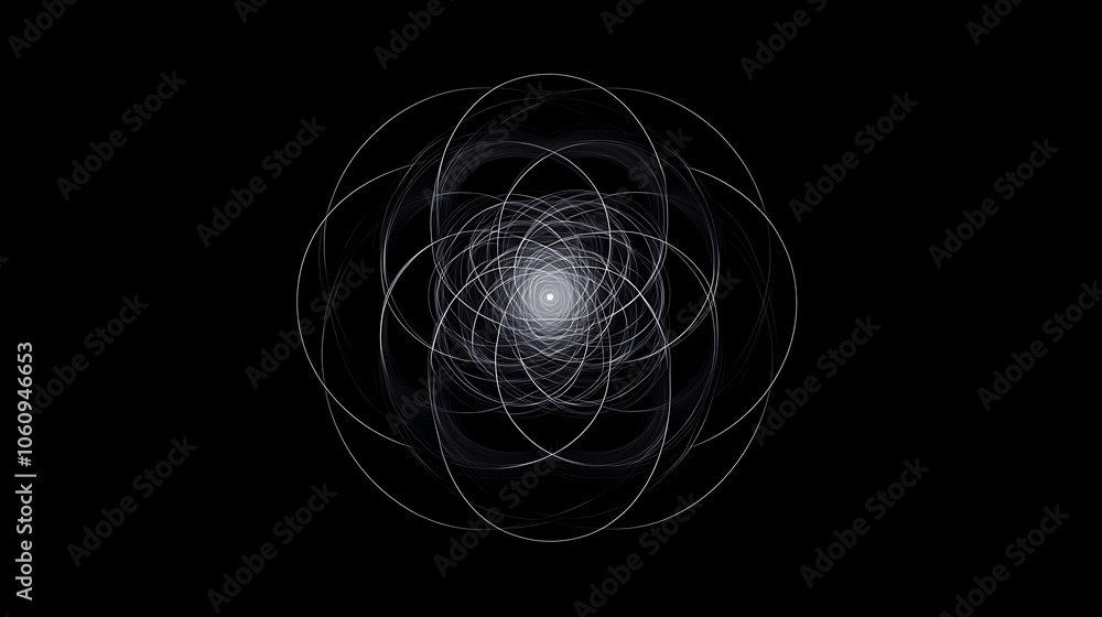 Aufkleber spreading circles on dark background, motion, hypnotic animation with expanding circles from center,