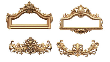 Elegant Golden Baroque Frames Showcasing Luxurious Rococo Designs Generative AI