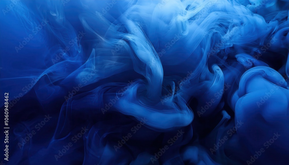 Poster abstract ethereal blue smoke swirls in motion. dreamy atmospheric background for technology, creativ