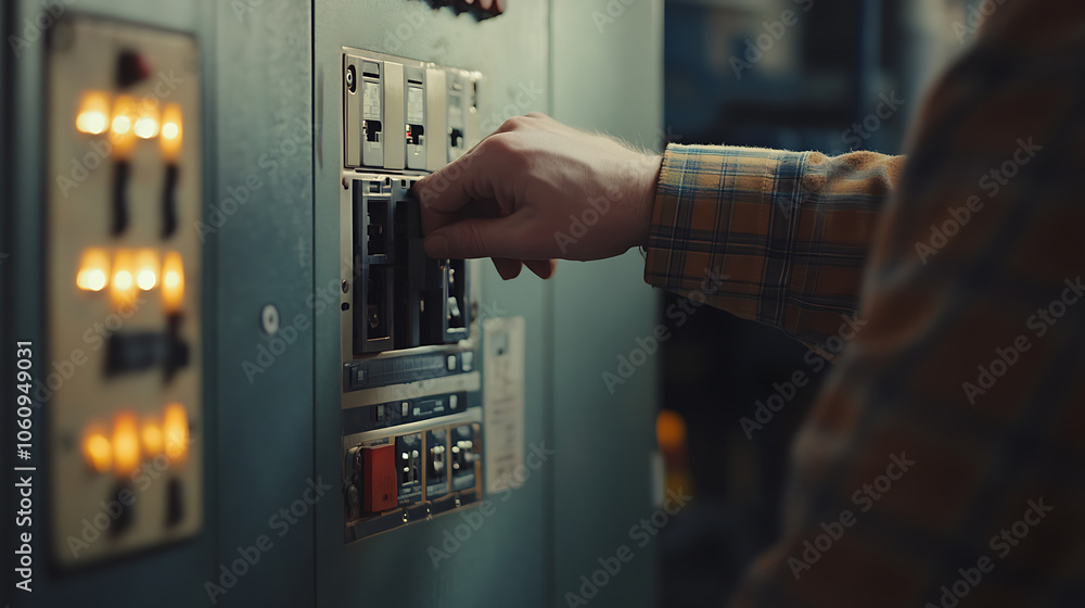 Aufkleber turning on circuit breaker on control panel after it tripped due to overload