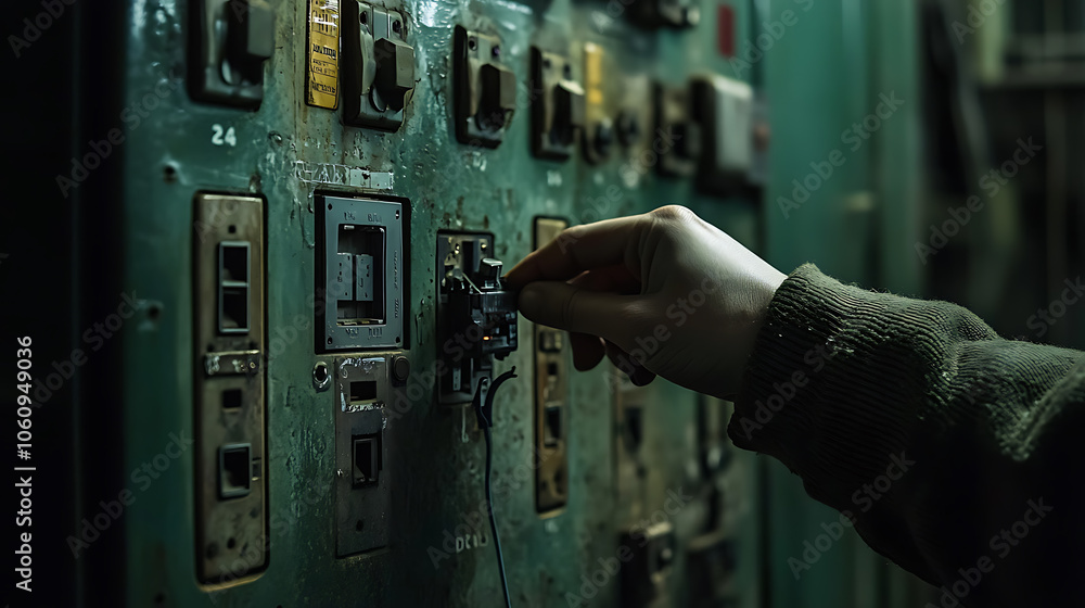 Aufkleber turning on circuit breaker on control panel after it tripped due to overload