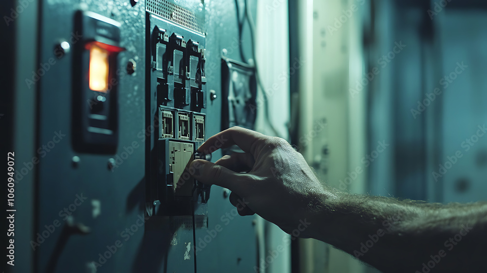 Aufkleber turning on circuit breaker on control panel after it tripped due to overload