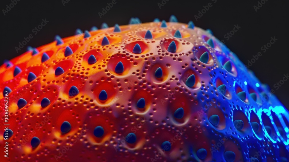Poster a close-up of a textured surface with vibrant colors and patterns. ai.
