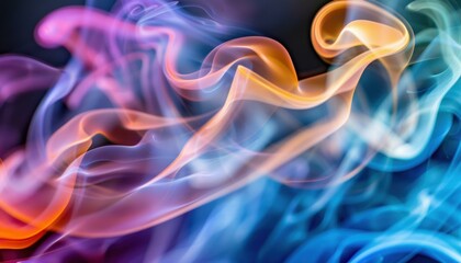 Obraz premium Colorful smoke swirls against a dark background. AI.