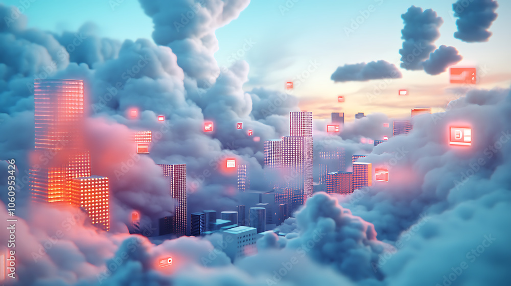 Poster a 3d illustration visualizes communications platform as a service (cpaas), showcasing cloud solution
