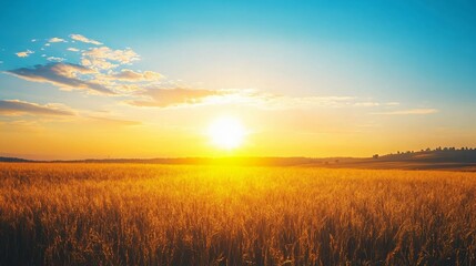 Fototapeta premium Golden Sunset Over a Field of Wheat