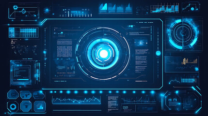 A background for an infographic, Digital, cybersecurity, modern and geek, vibes, Dominant color must be blue