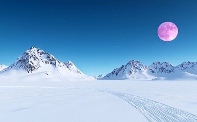 Image of purple aurora over mountains in Antarctica