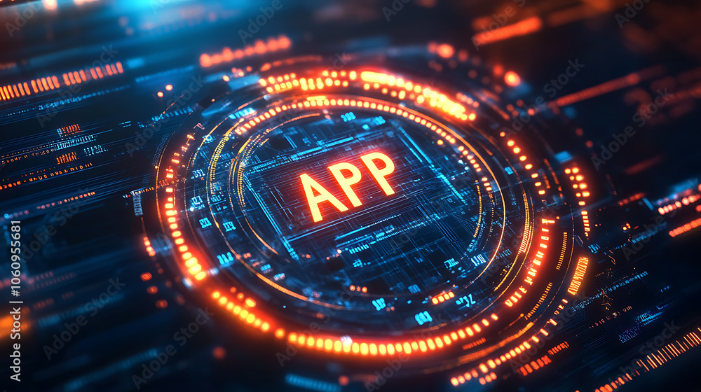 Aufkleber a digital technology background with a focus on the acronym api, which stands for application progra