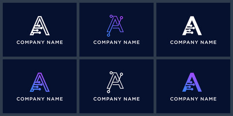 Vector set letter A datatech logo design