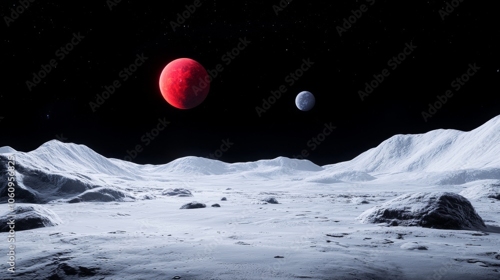 Poster the view from a distant planet with multiple moons is breathtaking.