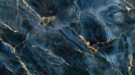 Marble-Like Slabs and Vitrified Flooring Resembling Dark Blue Marble with Golden Veins