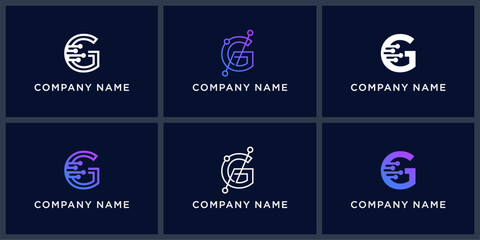Vector set letter G datatech logo design