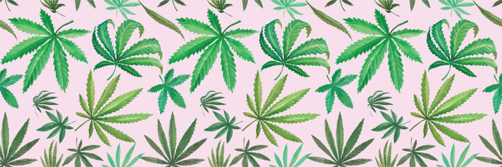 watercolor illustration of marijuana, elegant image with seamless vector pattern, most interesting batik