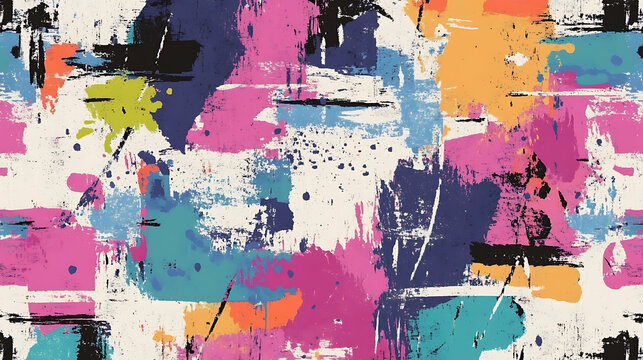 Fototapeta A vivid graffiti seamless pattern with a grunge effect is showcased