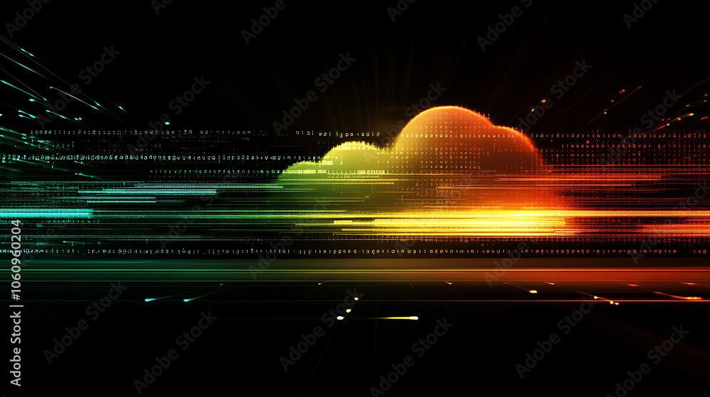 Poster abstract digital background with cloud technology and binary code, representing a data transfer conc