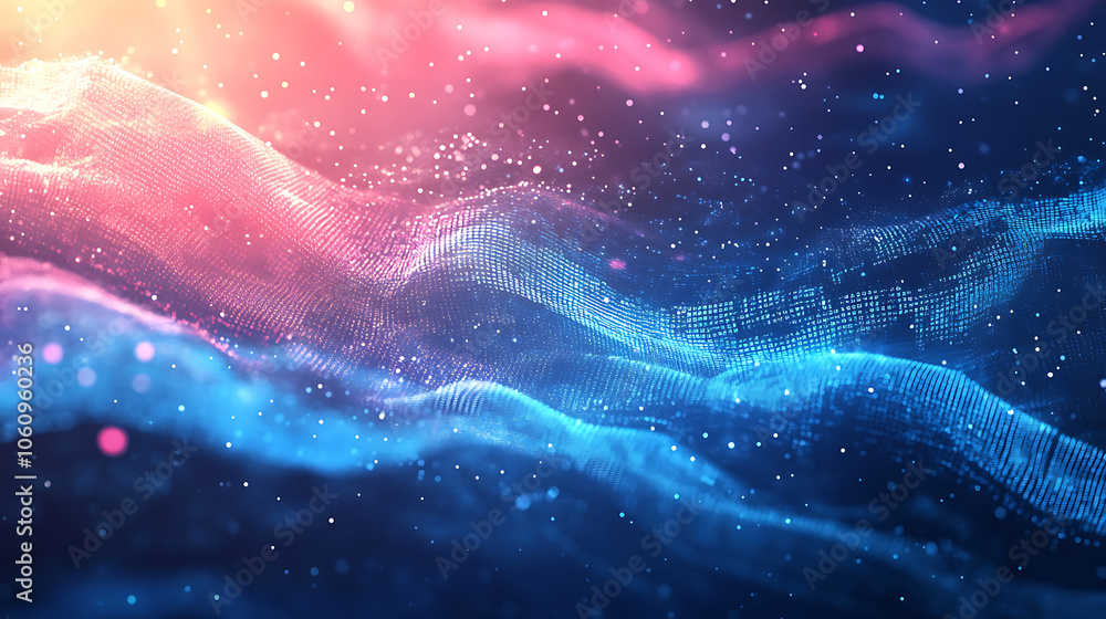 Poster abstract digital background with cloud technology and binary code, representing a data transfer conc