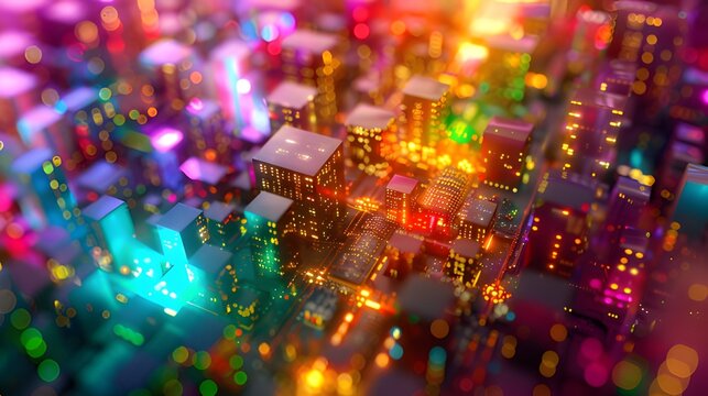 Quantum computing chip with vibrant colors 
