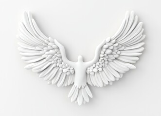 Fototapeta premium Isolated 3D white fantasy angel wings on a transparent background