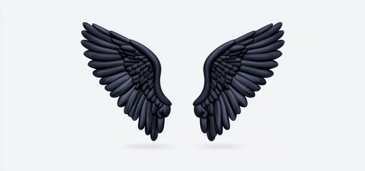 Obraz premium A pair of transparent wings with realistic black feathers