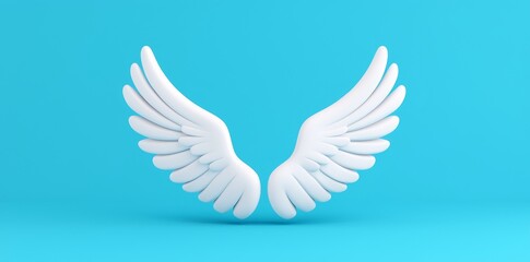 Fototapeta premium The white wing is minimal and cute. Illustration in 3D.