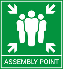 Emergency evacuation assembly point sign. Assembly point icon. Safety Signs. Evacuation Plan. Vector illustration