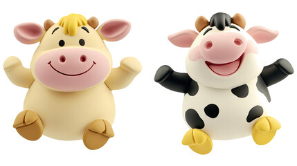 Happy Smiling Cows Jumping Joyfully in a Playful Collection Generative AI